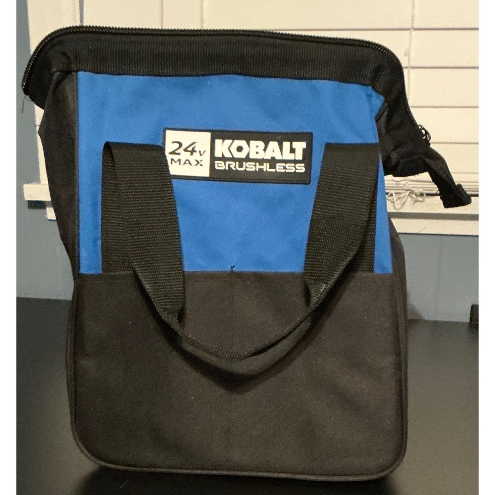 Kobalt 24V Max Brushless Tool Bag Blue Black Canvas Zippered Storage Tote